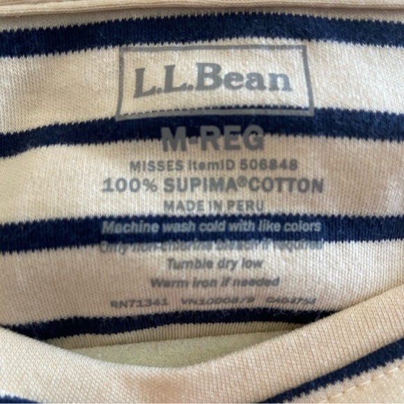 L.L. Bean Nude and Black Striped Top Size M - 100% Supima Cotton - Picture 3 of 3
